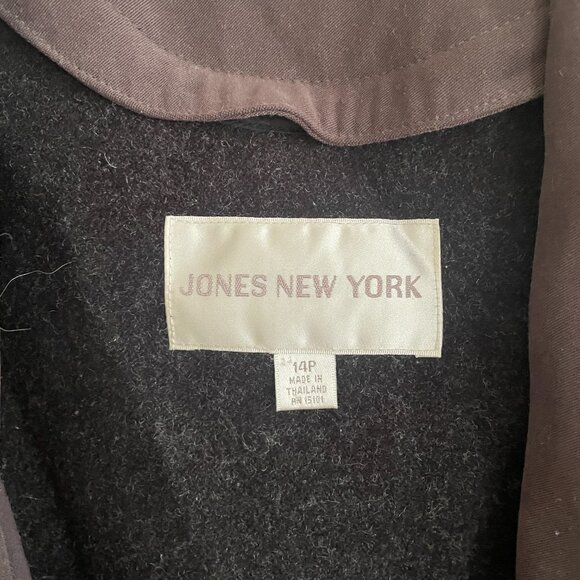Jones New York Womens Cape Jacket Medium Green/Gray Spring Coat Removable Lining - Picture 2 of 6
